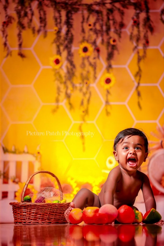 Cake smash photography session with toddler